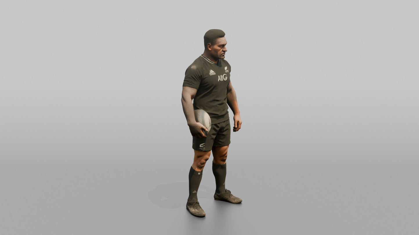 Maori Player Holding the Ball with a Menacing Stare