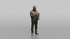Man Customer Holding A Shopping Bag While Checking A Receipt - 3D character model