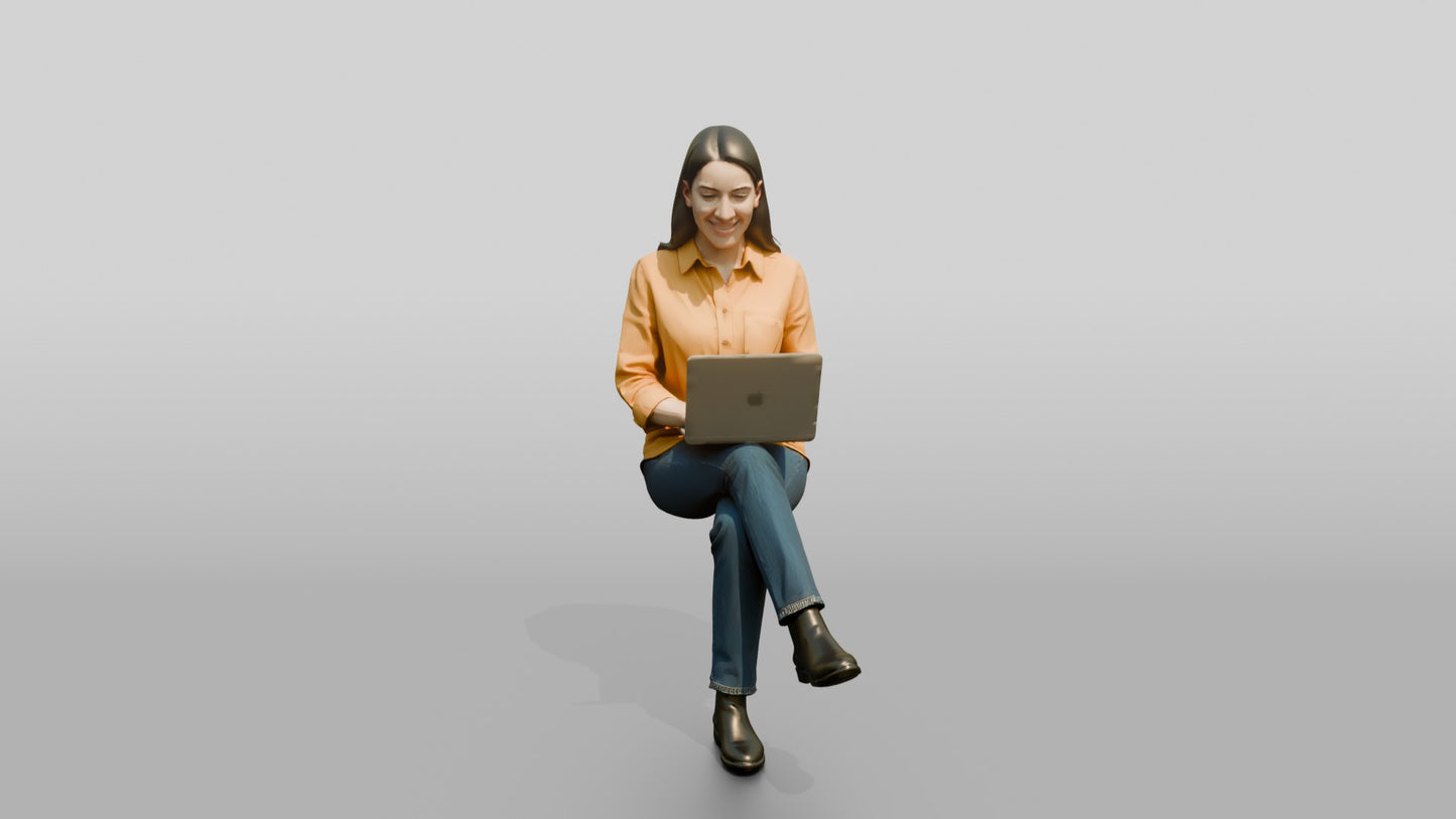 Woman Typing on Laptop with Tea
