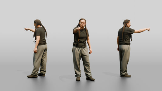 Latina Female Prisoner in a Black T-shirt and Grey Sweatpants