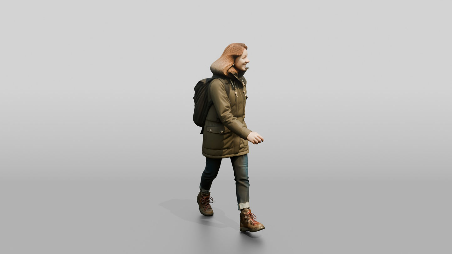 Caucasian Woman in Technical Winter Parka