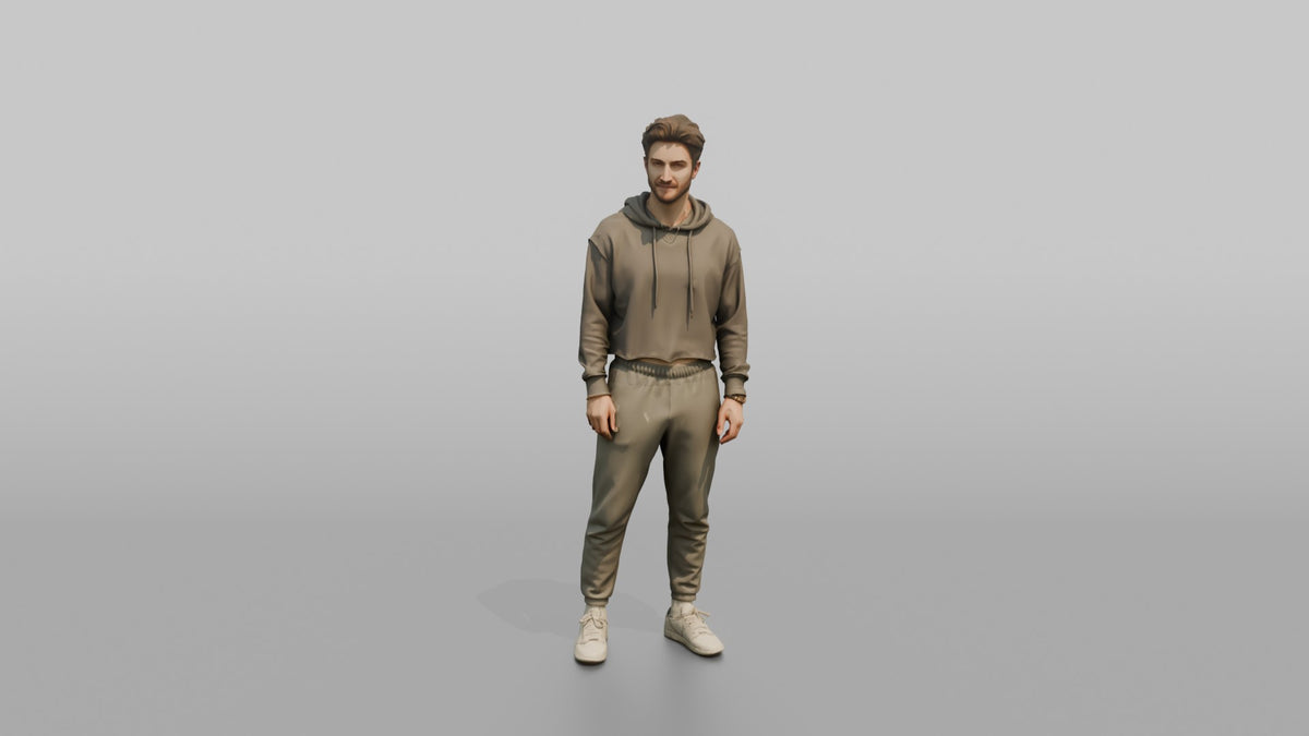 Fitness Influencer Man Standing With Arms Relaxed, Subtle Smile - 3D character model, view 5