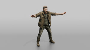 Protester Man Standing with Arms Spread Wide - 3D character model, view 1