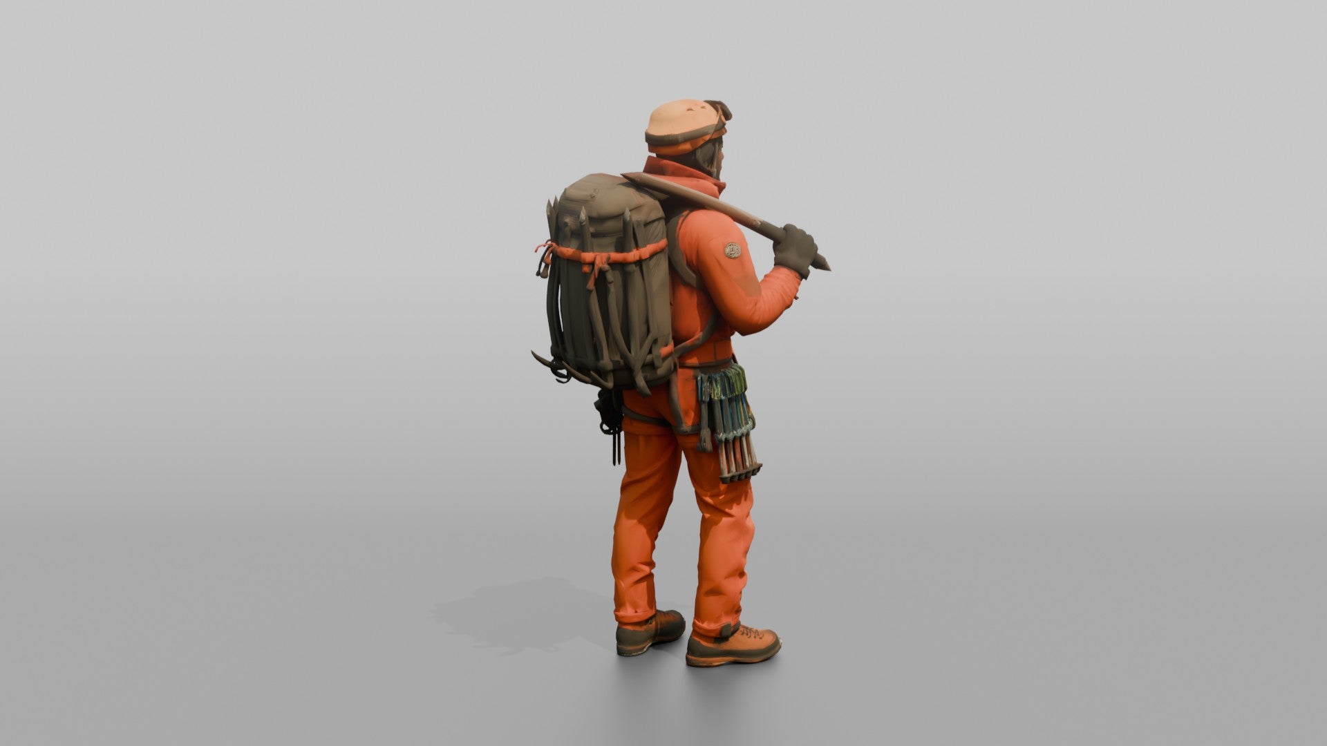 Mountaineer with an Ice Axe on His Shoulder