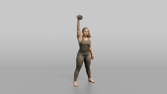 Weightlifter Woman Pressing A Dumbbell Overhead - 3D character model