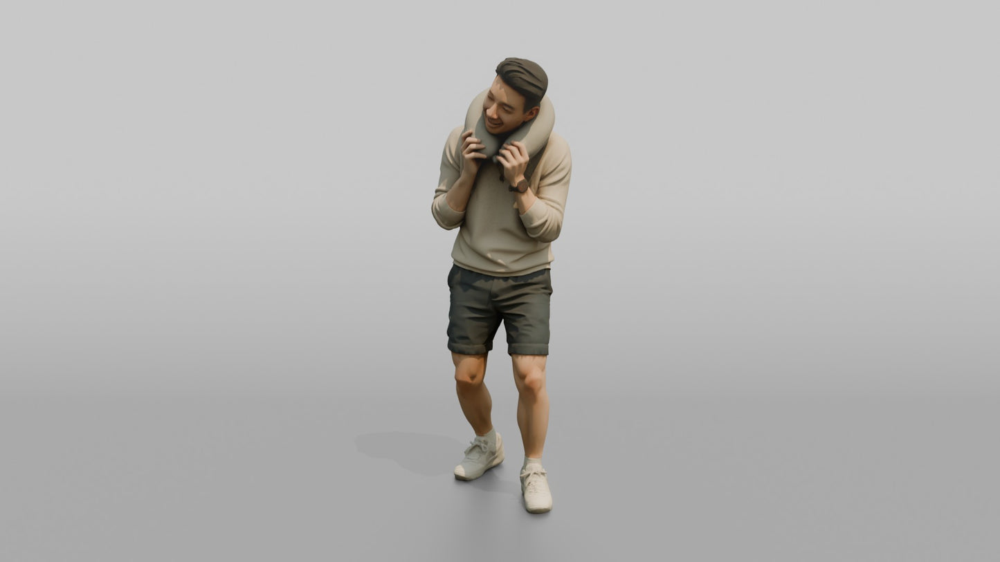 Vacationer Wearing Light Summer Sweater And Shorts