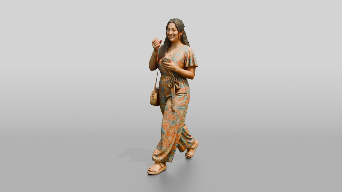 Plus-Size Young Lebanese Woman in a Summer Jumpsuit - 3D character model, view 4