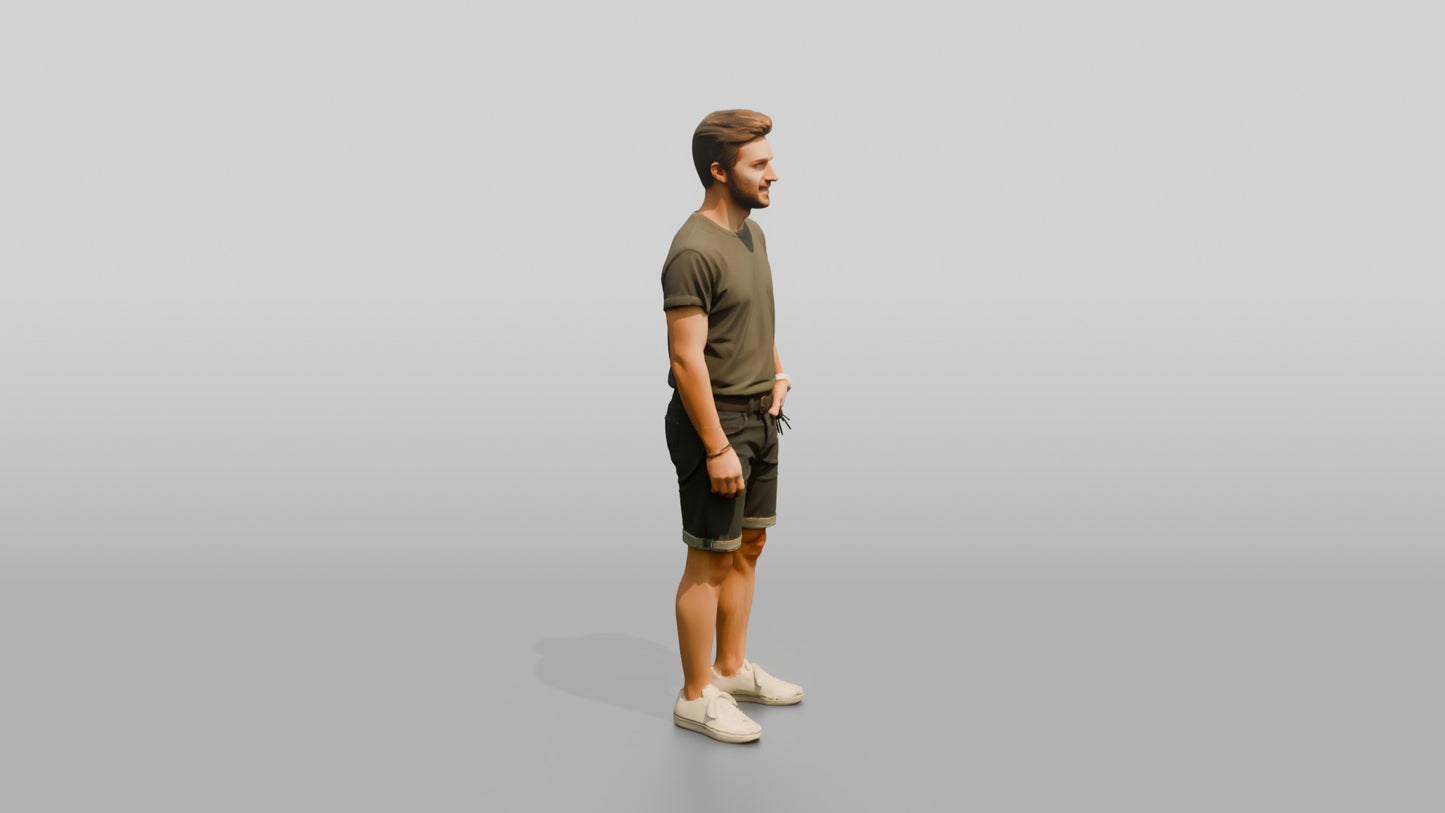 Caucasian Man in Vintage-Wash T-Shirt