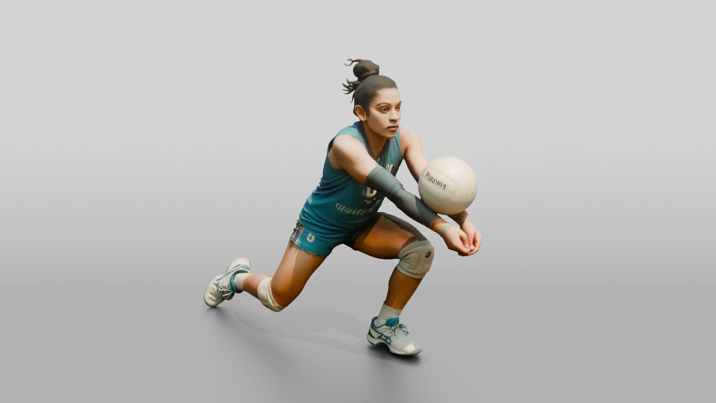 South Asian Female Volleyball Player in Teal Uniform