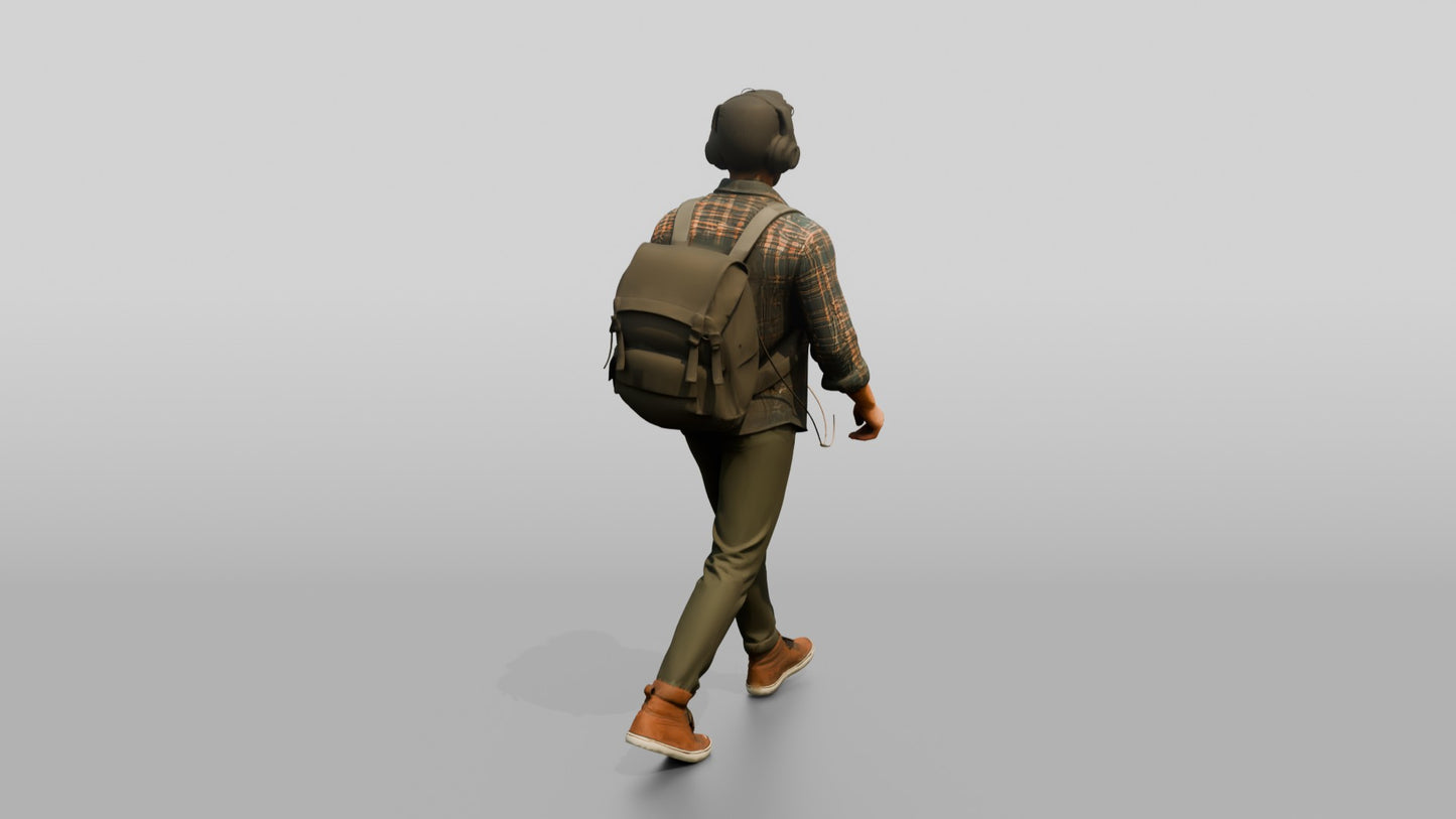 Man Walking with a Backpack