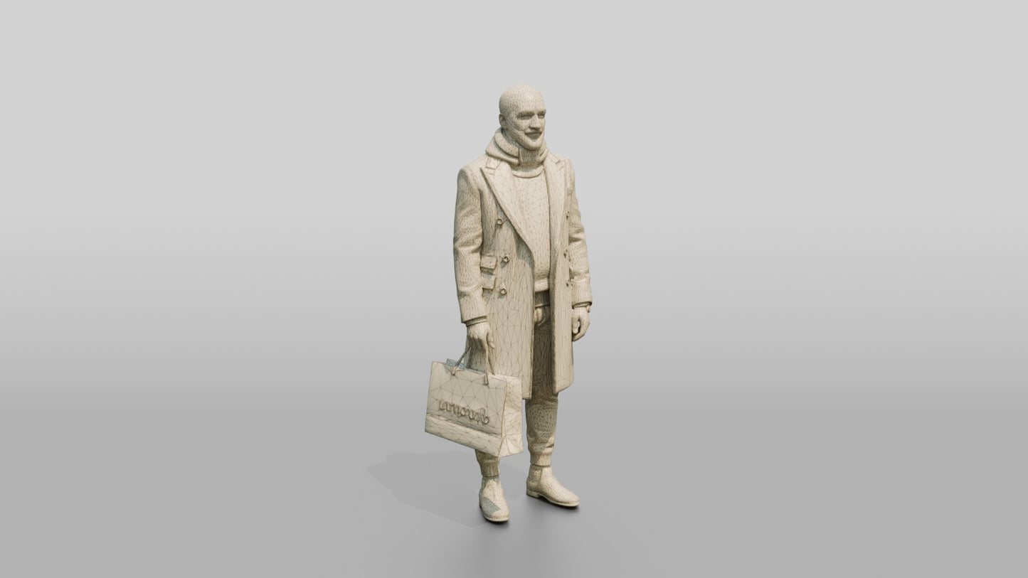 African-American Man in Winter Overcoat
