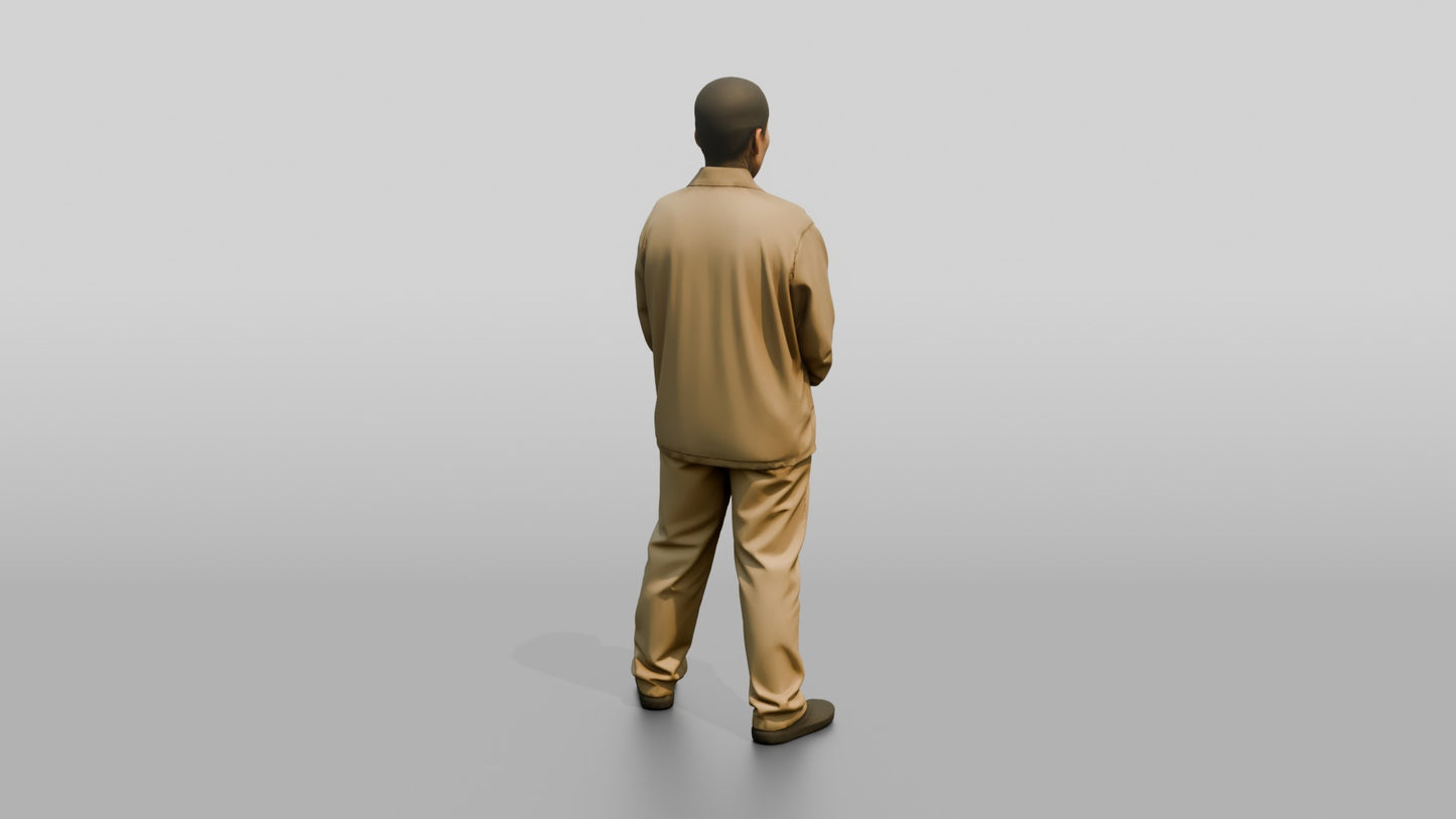East Asian Female Prisoner in a Khaki Uniform