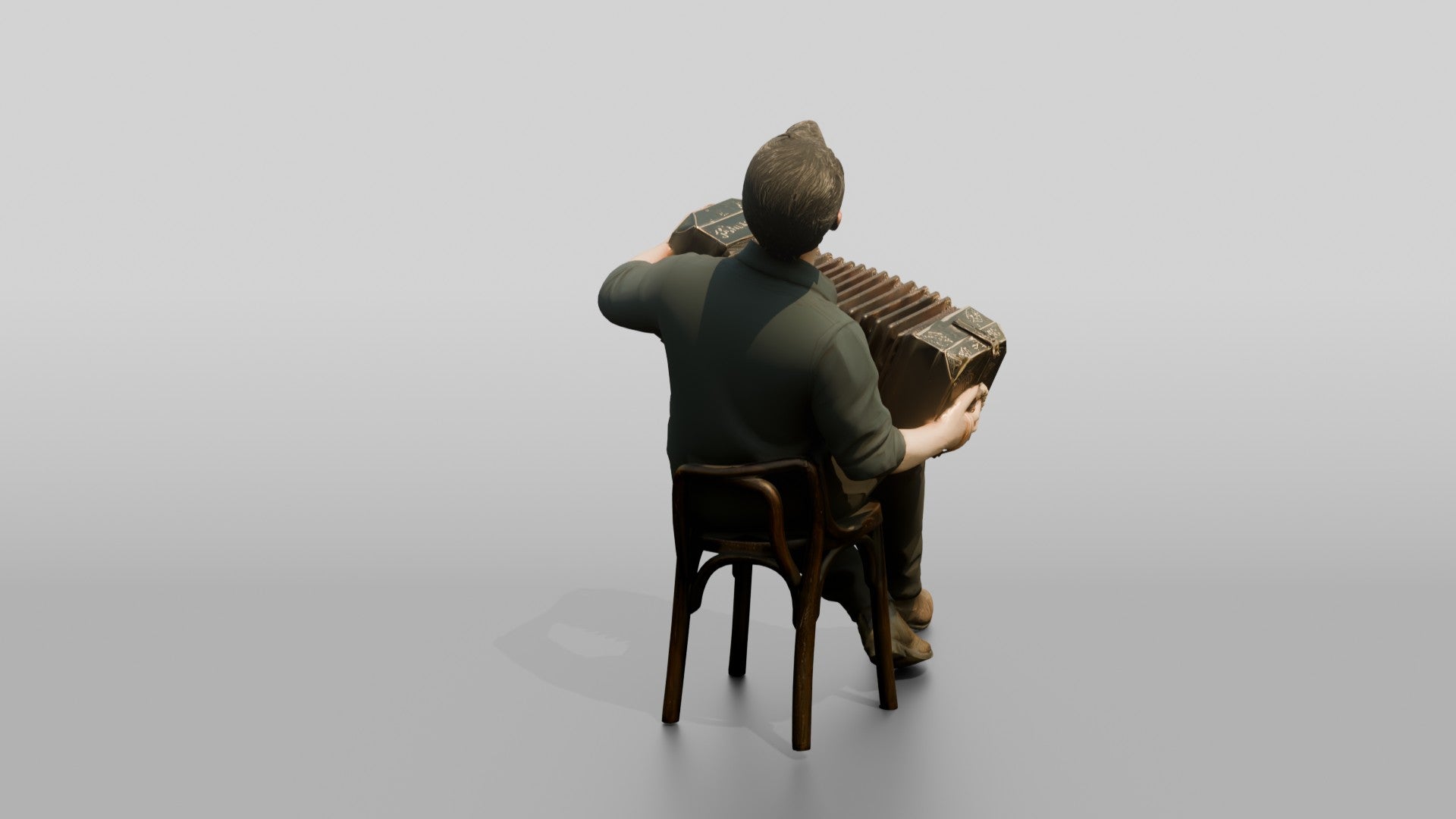 Bandoneon Player Pulling Bellows