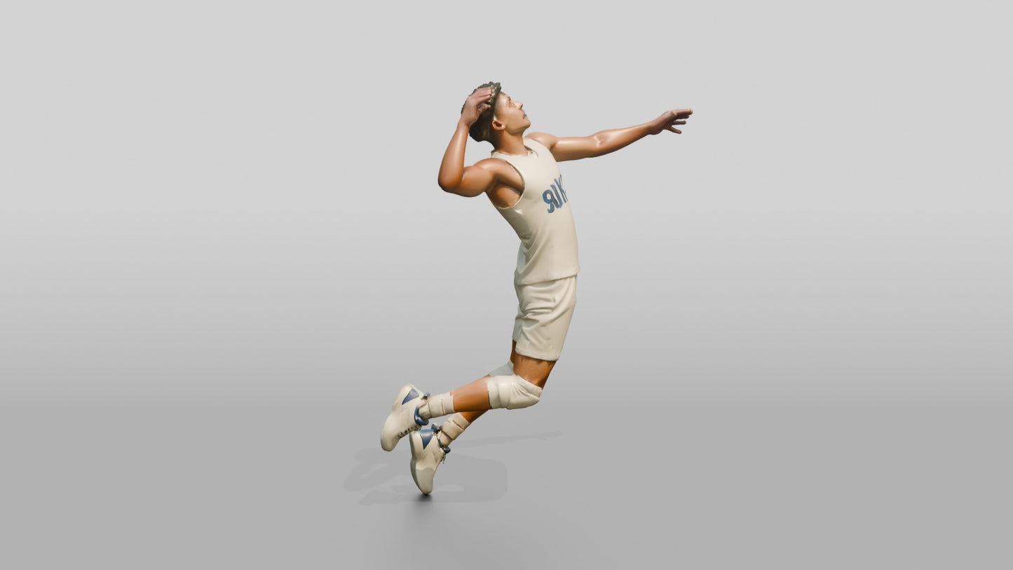 Hispanic Male Volleyball Player in Solid White Uniform
