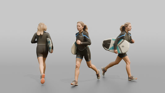 Surfer Running in a Neoprene Wetsuit