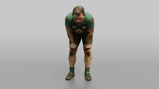 Irish Forward Catching His Breath Post-Match - 3D character model, view 1
