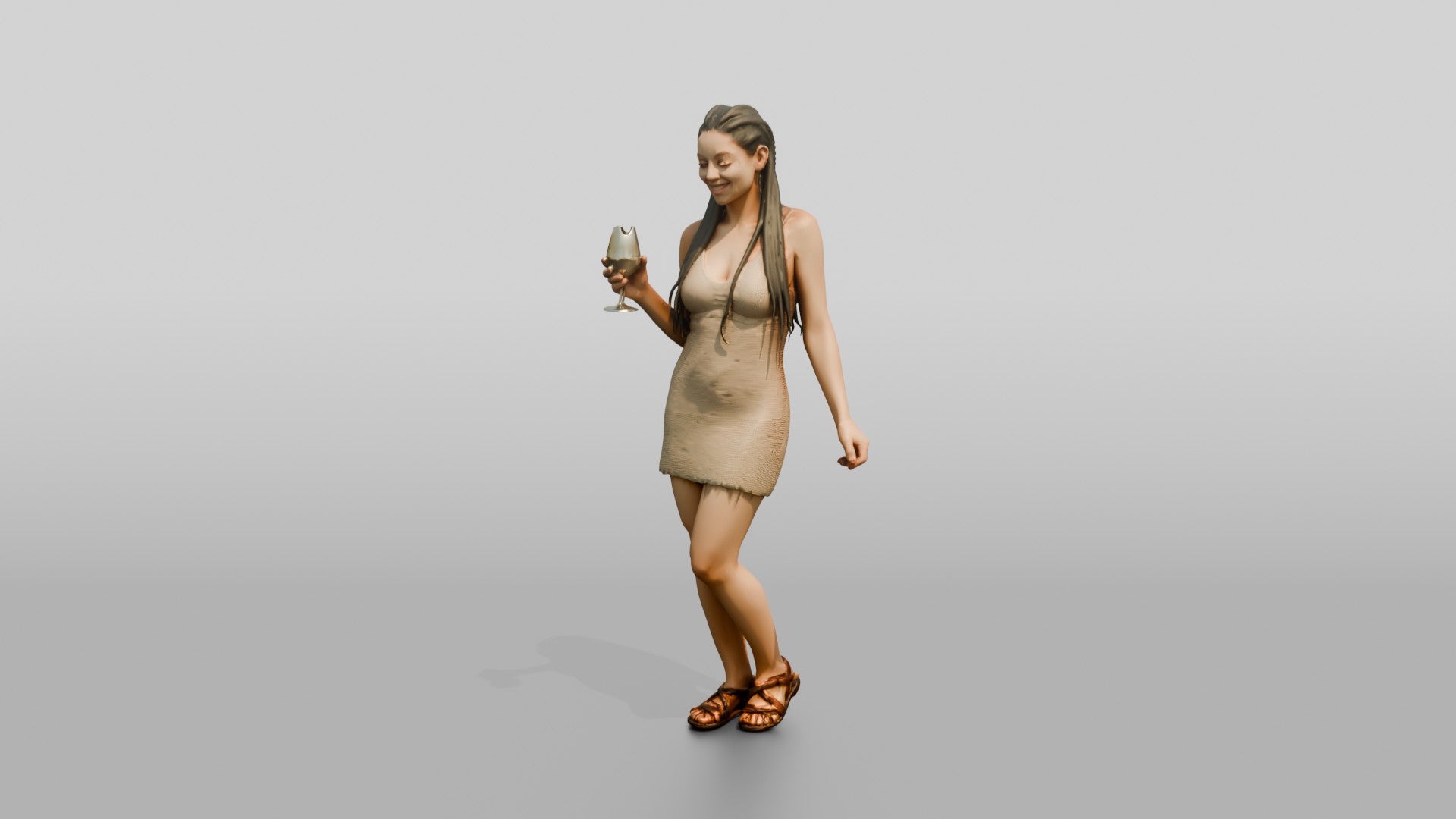 Woman with a Cocktail in a Short Dress
