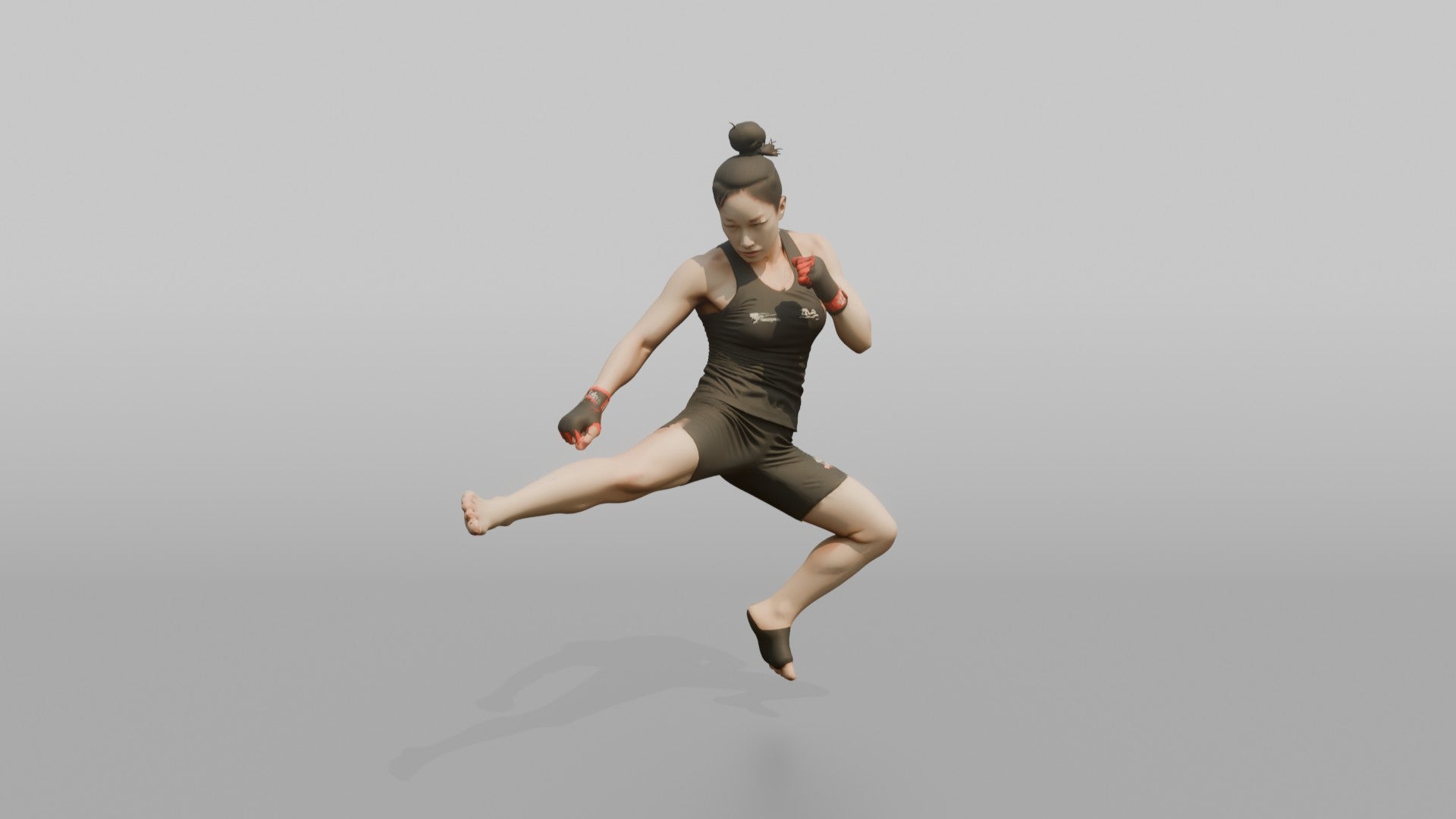 Taekwondo Fighter Jumping Spinning Hook Kick