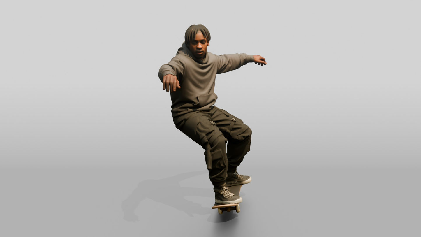 Skateboarder Man Balancing Trick Pose