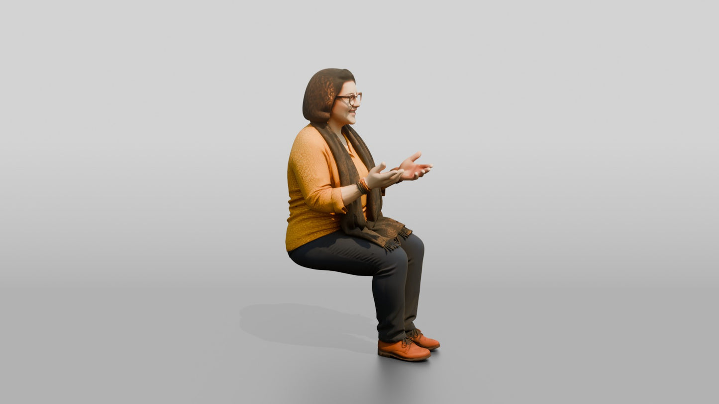 Woman Gesturing in Conversation with Tea