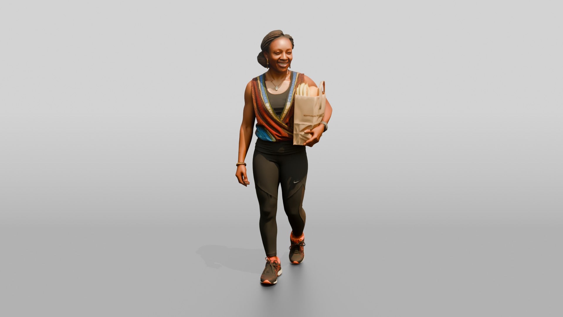 Athletic African Woman Carrying Groceries