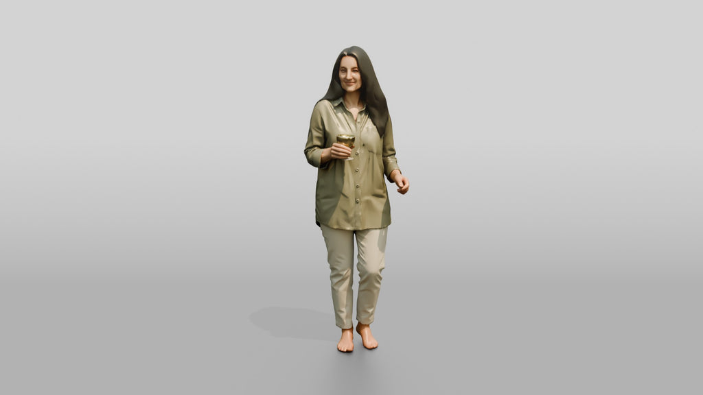 Woman Holding a Bottle in Olive