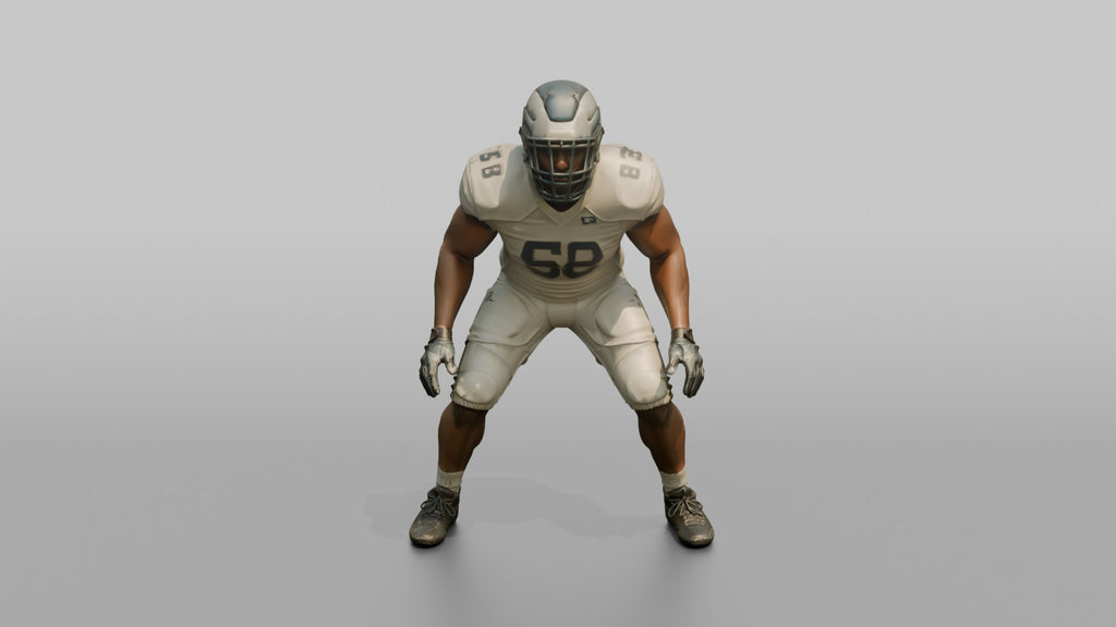 Linebacker in a Low Ready Stance
