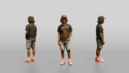 African-American Teen Boy in Vintage Streetwear