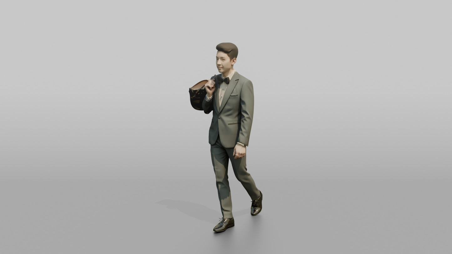 Wedding Guest Carrying Formal Shoes Over His Shoulder