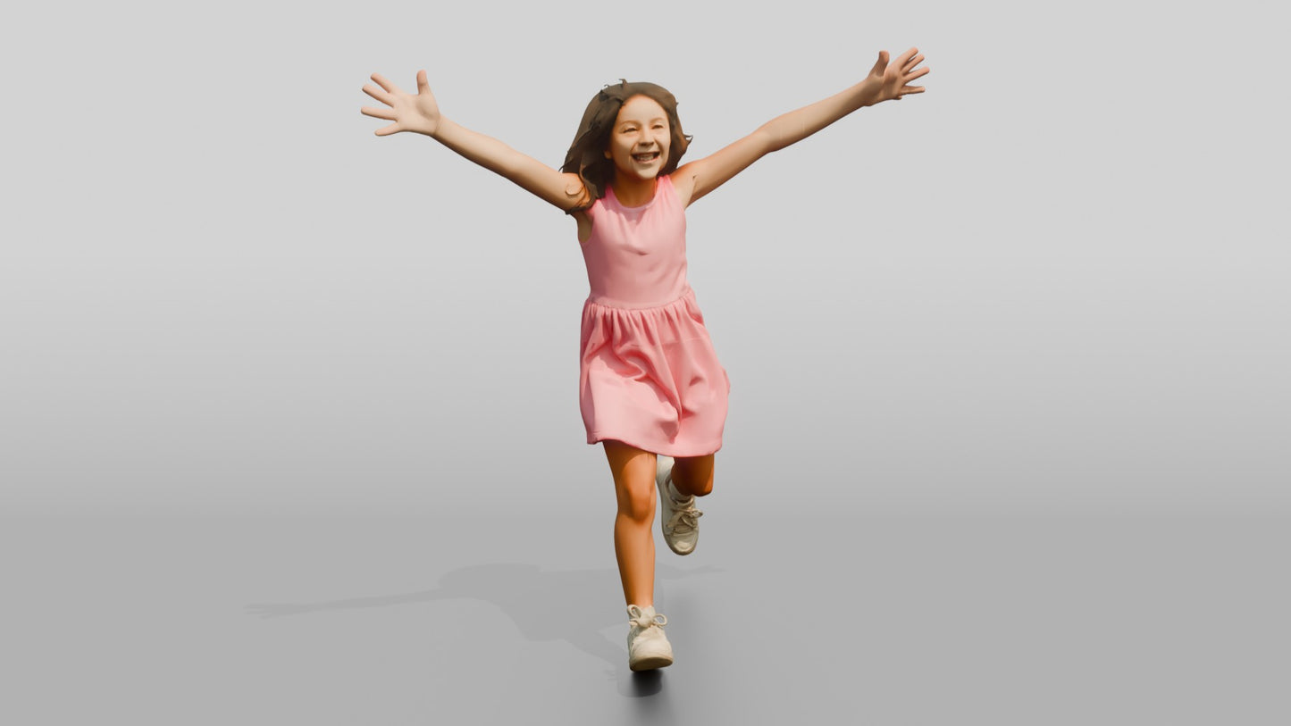 Slender Greek Girl Running with Outstretched Arms