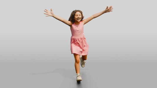 Slender Greek Girl Running with Outstretched Arms - 3D character model, view 1