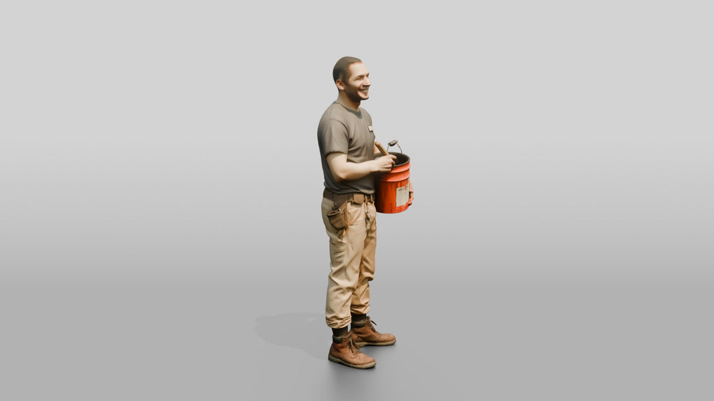 Mechanic Holding a Grease Bucket