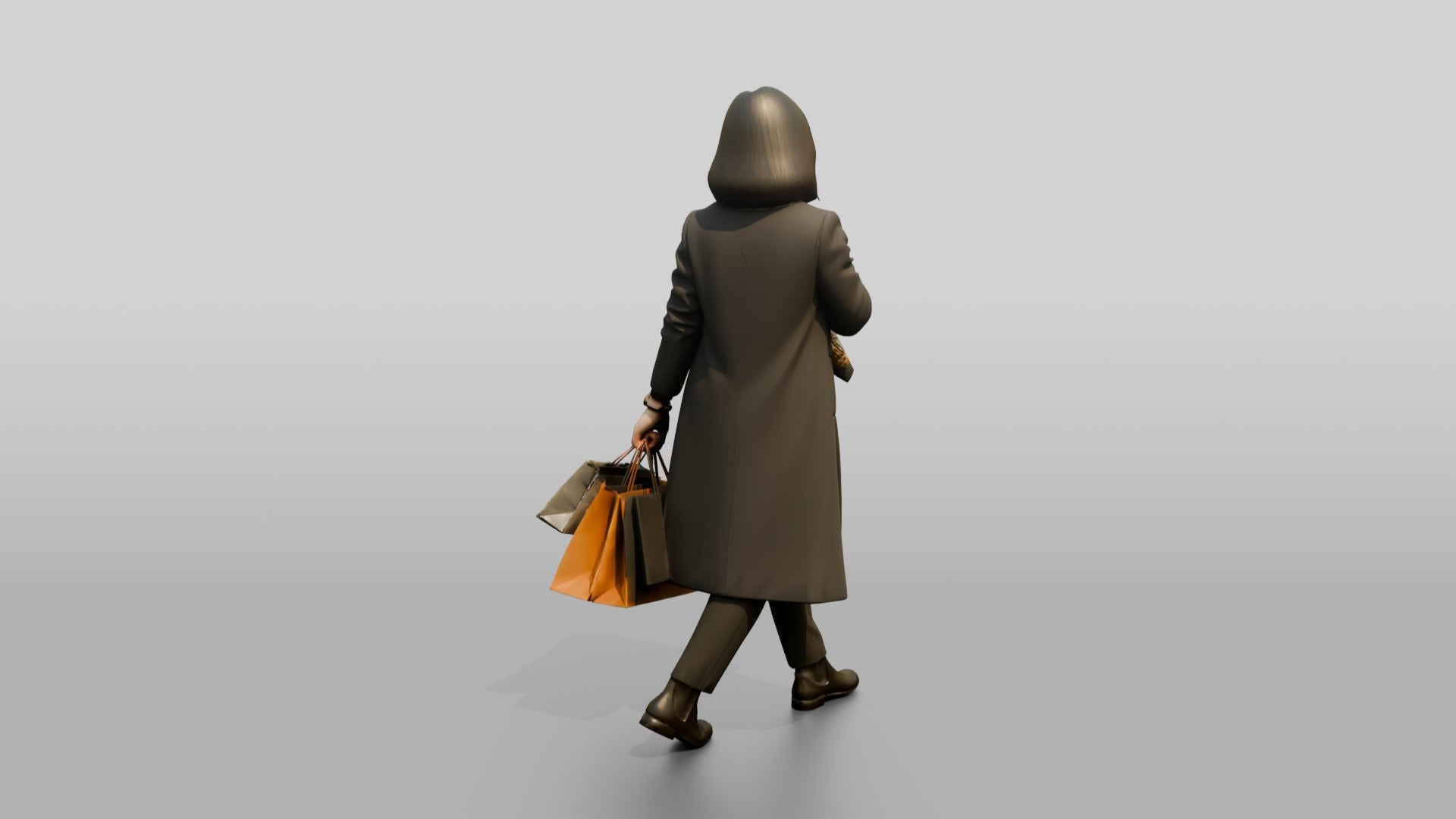 Woman Adjusting Silk Scarf While Walking