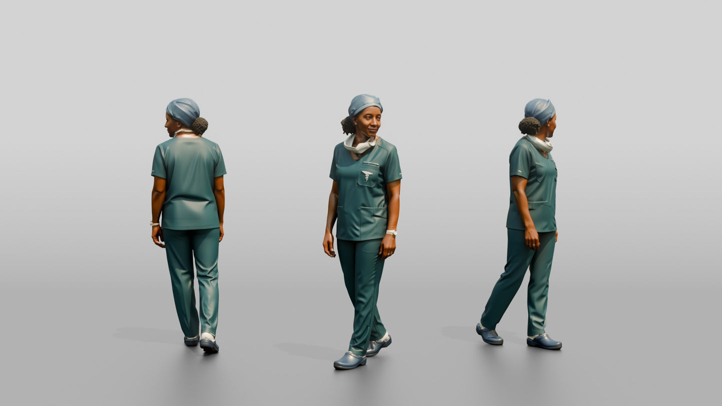 Middle-Aged Black Woman Doctor Looking Back