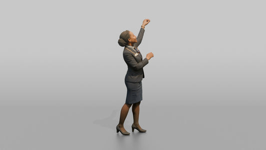 Middle Eastern Flight Attendant Pushing a Serving Trolley - 3D character model, view 1