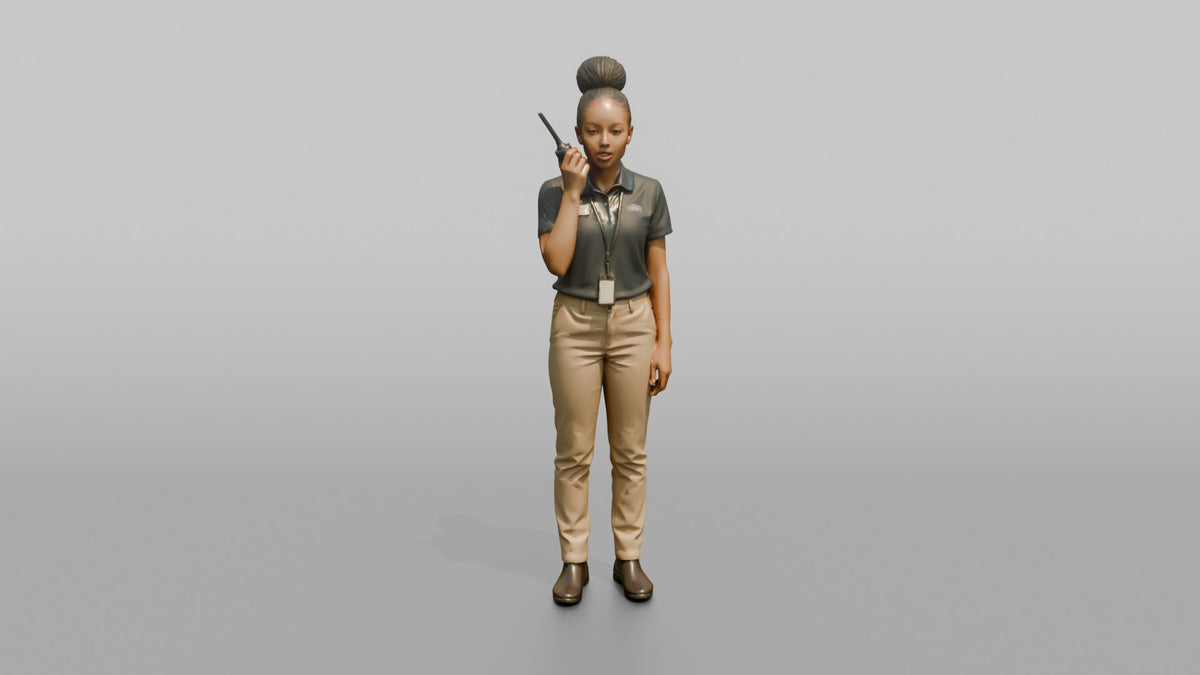Woman Sales Associate Speaking Into A Walkie-talkie - 3D character model