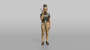 Woman Sales Associate Speaking Into A Walkie-talkie - 3D character model