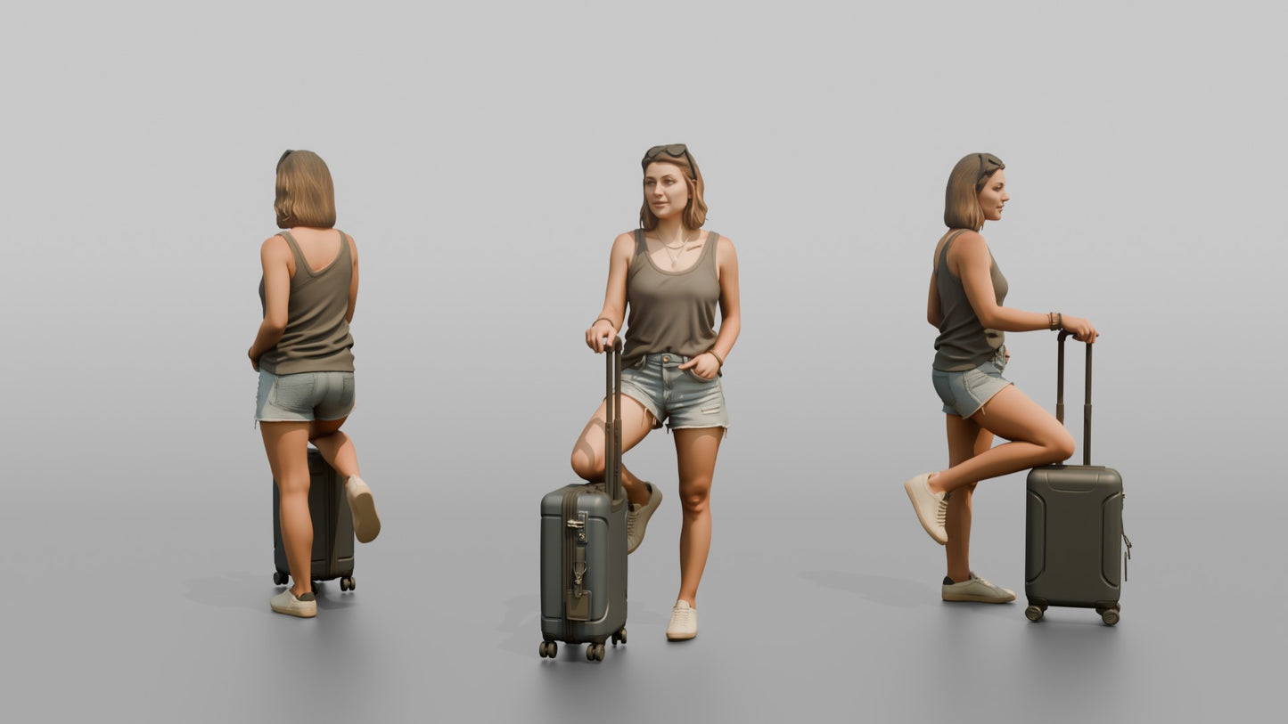 Vacationer Wearing Casual Tank Top And Cutoff Jeans