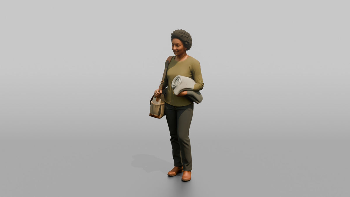 Mother Carrying A Diaper Bag Over One Shoulder - 3D character model, view 4