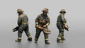 Firefighter Man Leaning Forward While Carrying Rescue Cutters