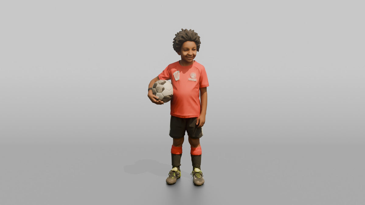 Son Holding A Soccer Ball Under One Arm - 3D character model, view 5