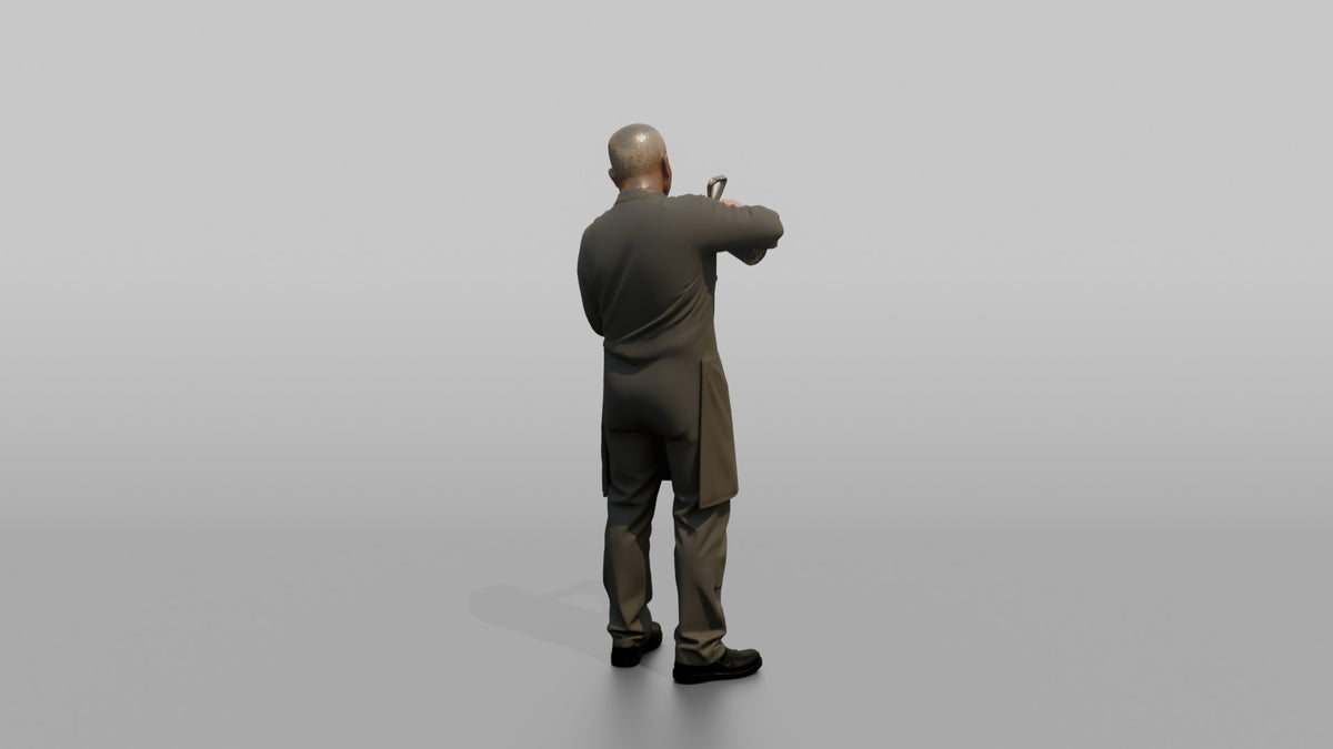 Bartender Man Straining A Cocktail Into A Glass - 3D character model, view 3