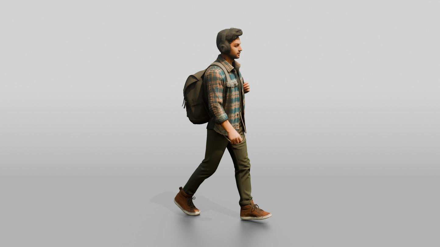 Man Walking with a Backpack