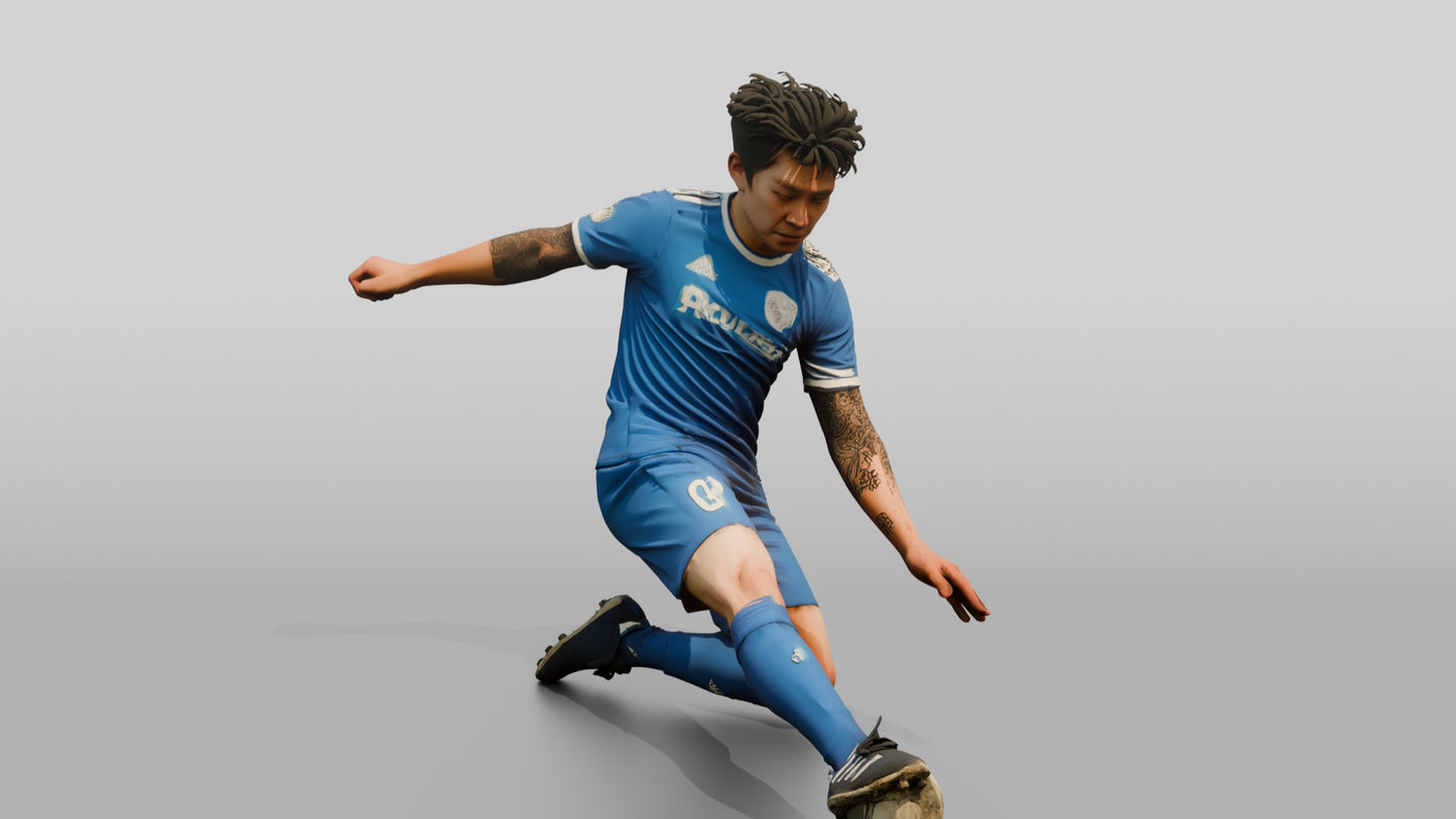Soccer Player Executing a Sliding Tackle