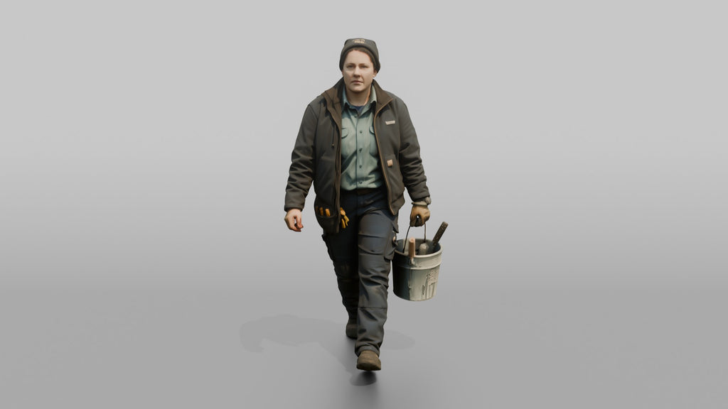 Bosun Carrying a Paint Bucket Across the Deck