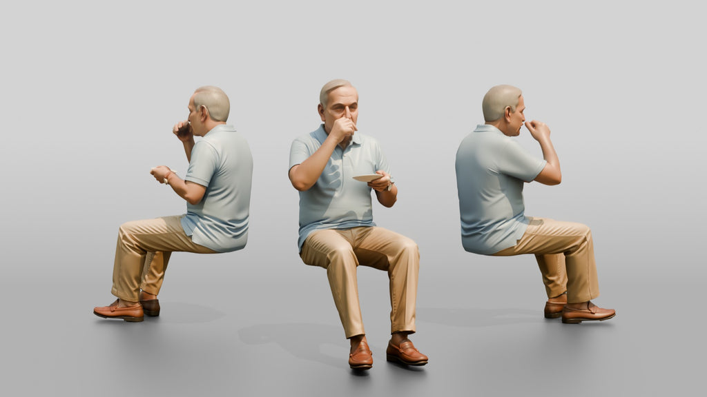 Elderly Turkish Man Sipping Tea on a Park Bench