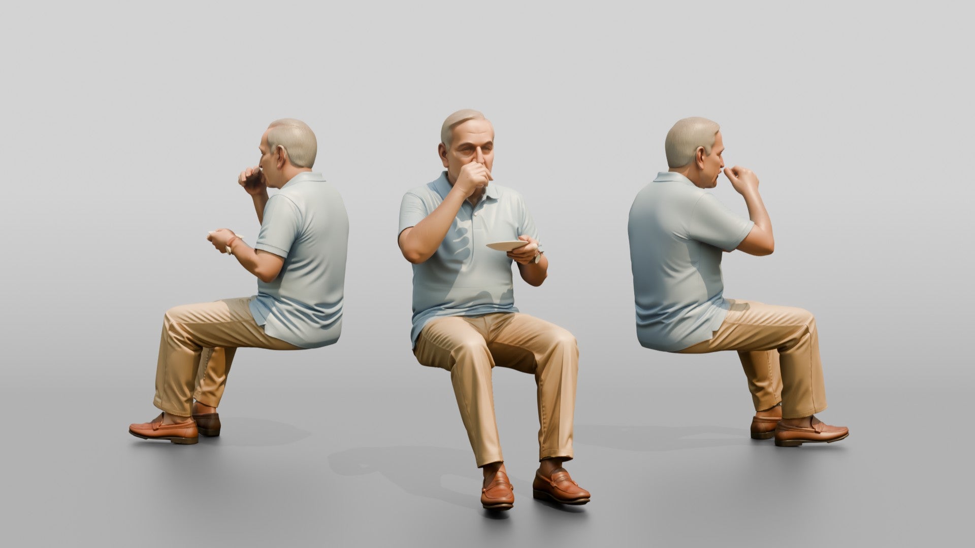 Elderly Turkish Man Sipping Tea on a Park Bench
