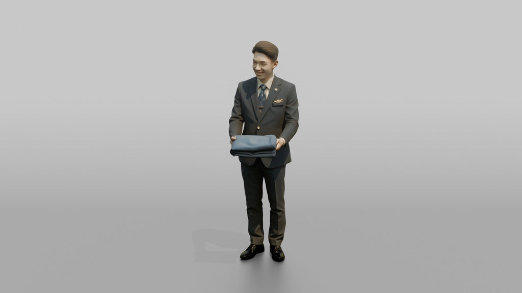 Black Flight Attendant Laughing While Standing Relaxed