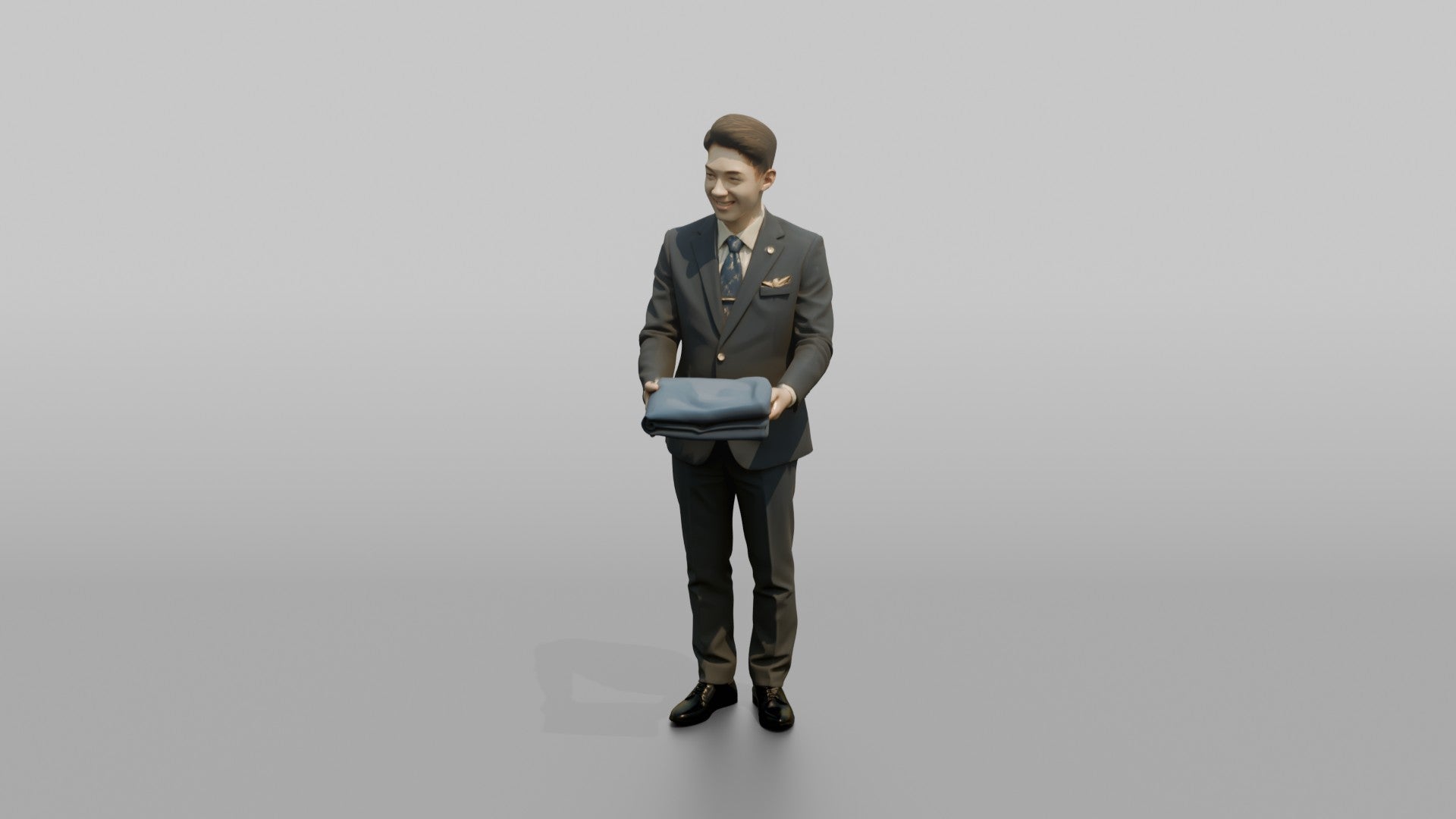 Black Flight Attendant Laughing While Standing Relaxed