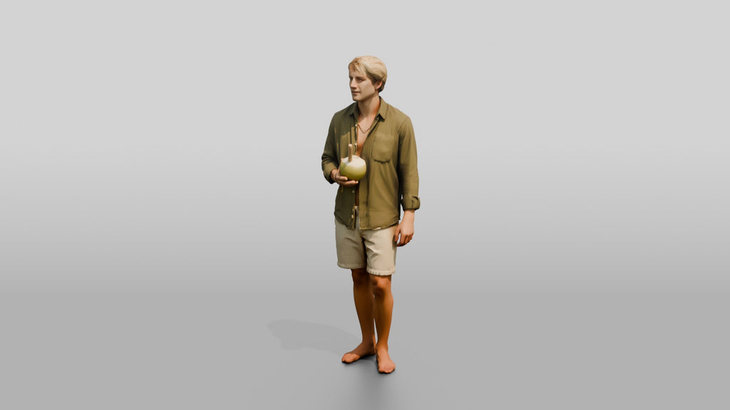 Man with a Drink in Beach Linen